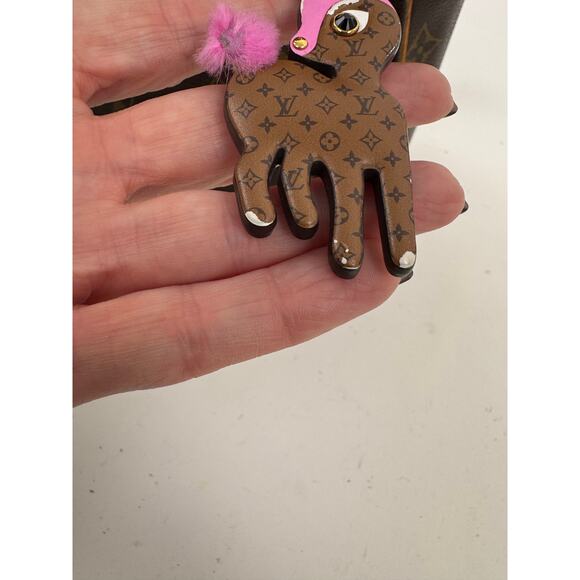 Louis Vuitton Reverse Monogram Deer Baby Doe Fur Tail Key Ring Bag Charm - Picture 3 of 7